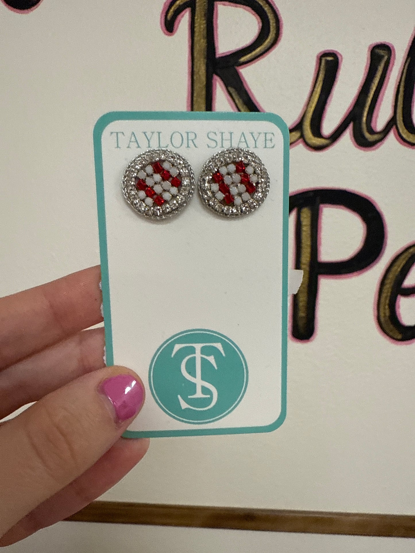 TS Baseball Rhinestone Studs