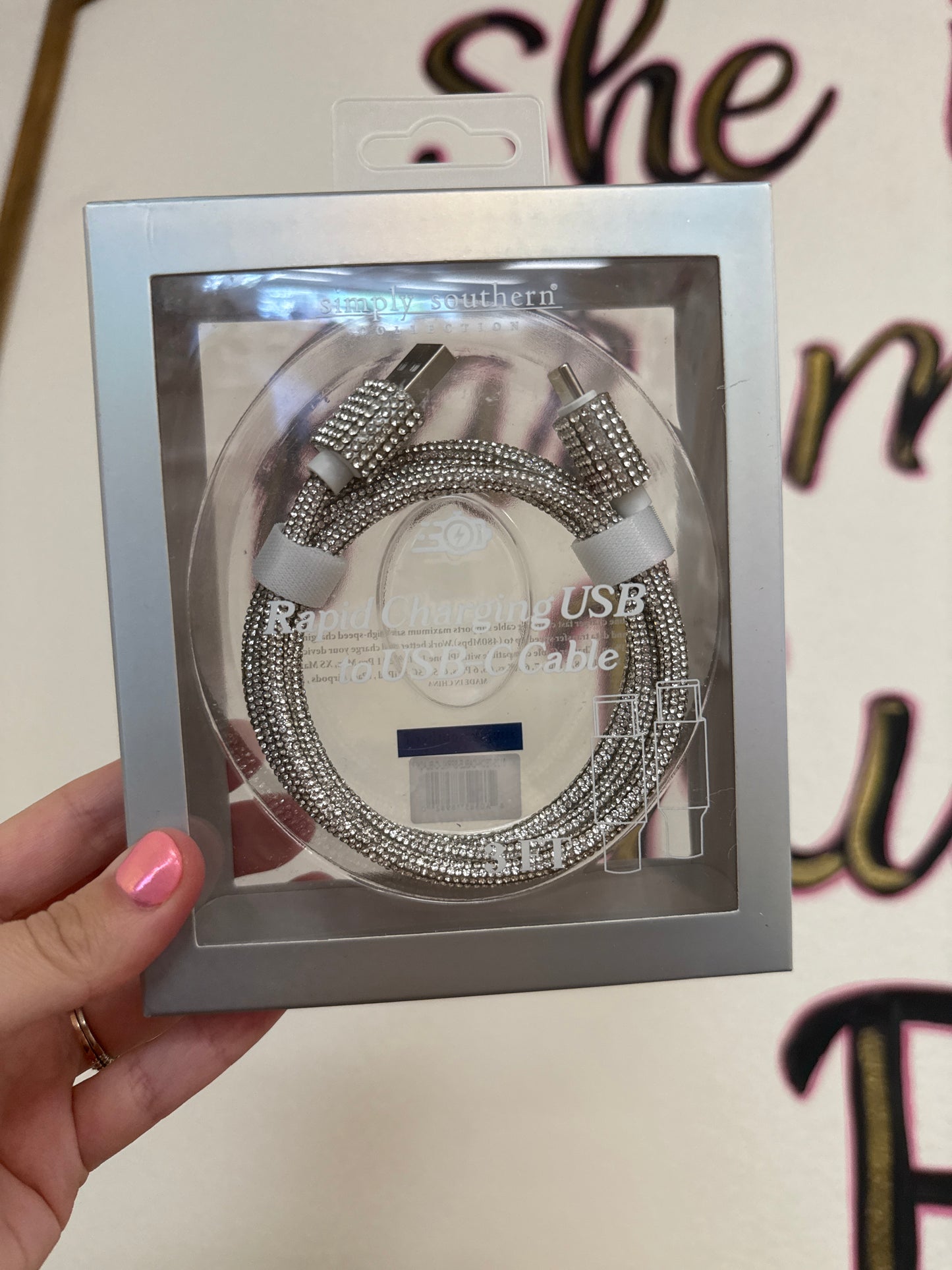 SS Rhinestone USB-C Phone Charger