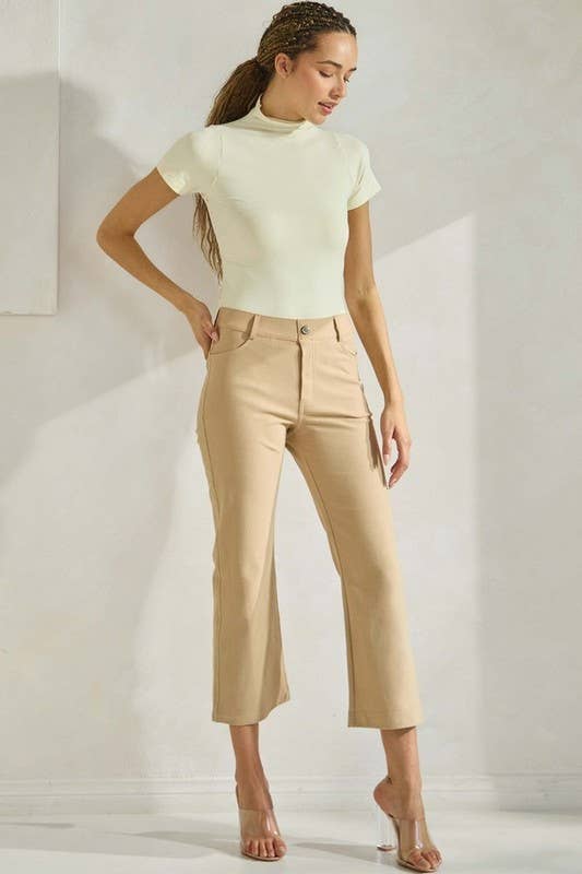 Women's Classic Solid Straight Leg Crop Pants: Denim Blue