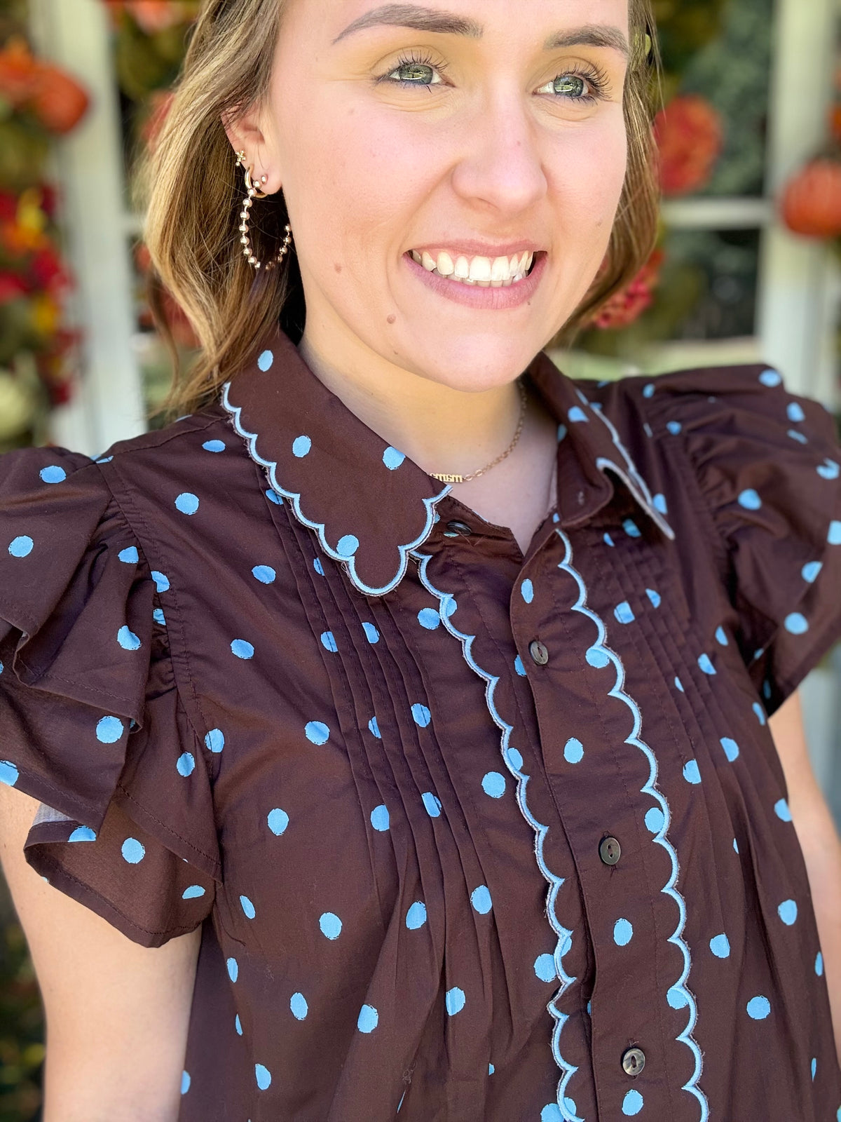 Chocolate Carolina Dot Top