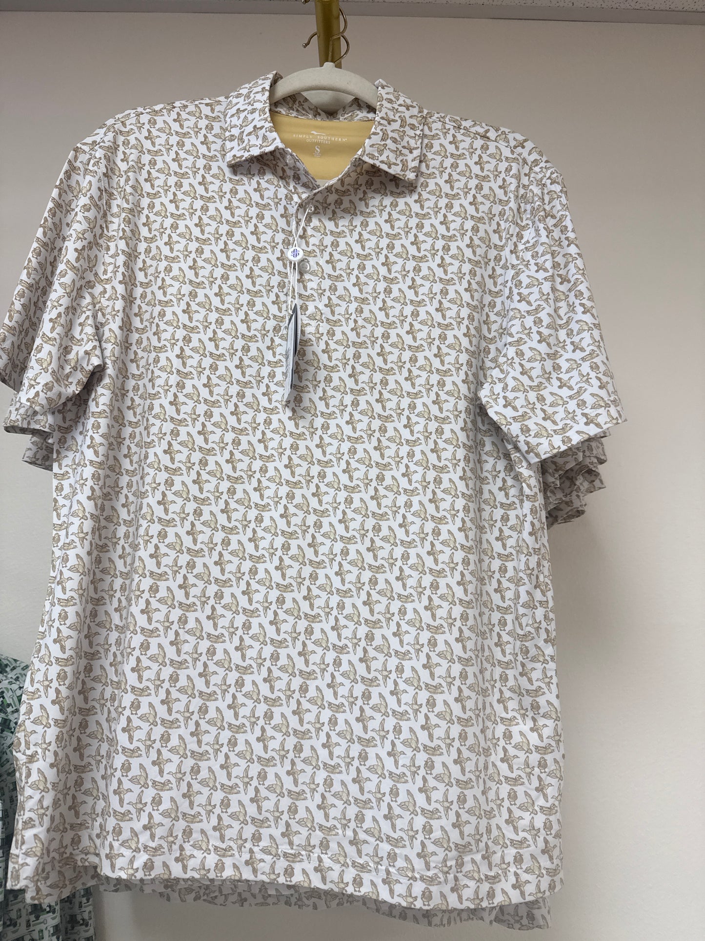 Simply Southern Water Dude Striped Polo- Beige