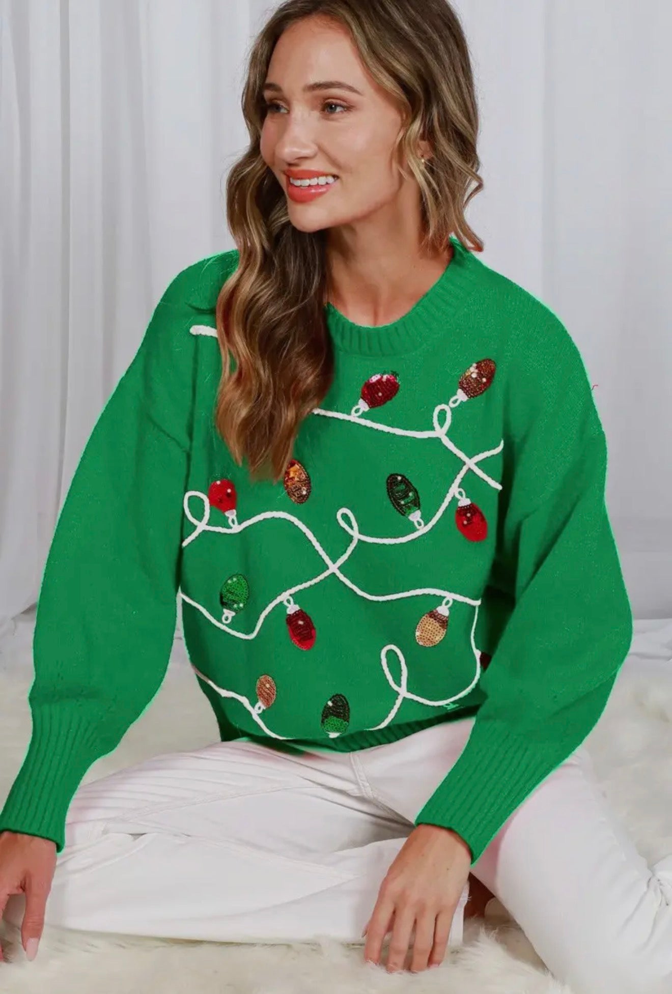 Vine & Love Colorful Christmas Lights Sweater