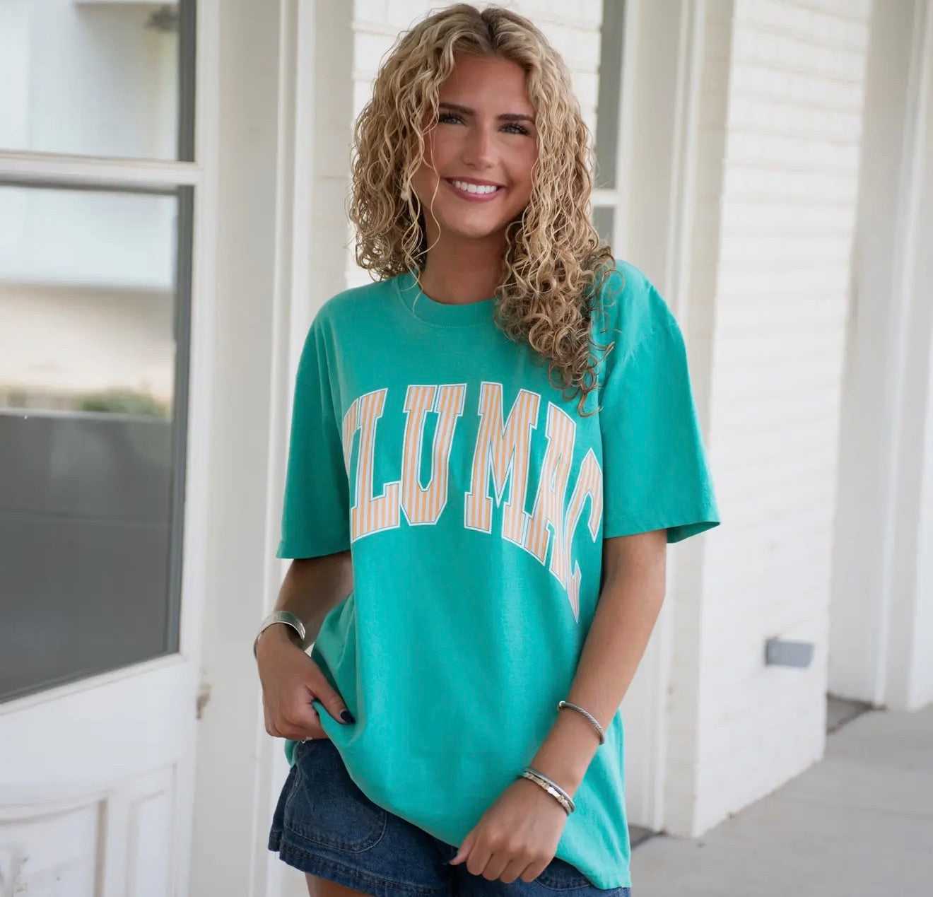 LuLu Mac Striped Tee- Island Green