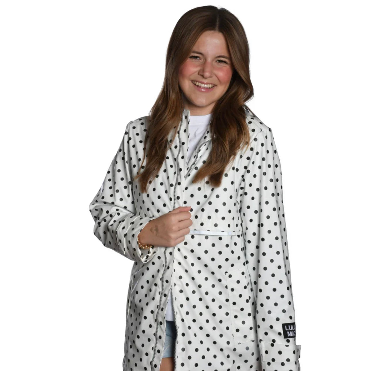 LuLu Mac Polka Dot Rain Jacket- White