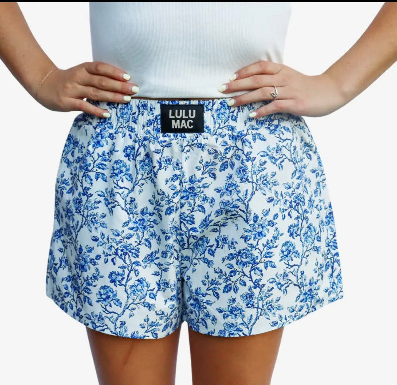 LuLu Mac Windbreaker Shorts- Blue Floral