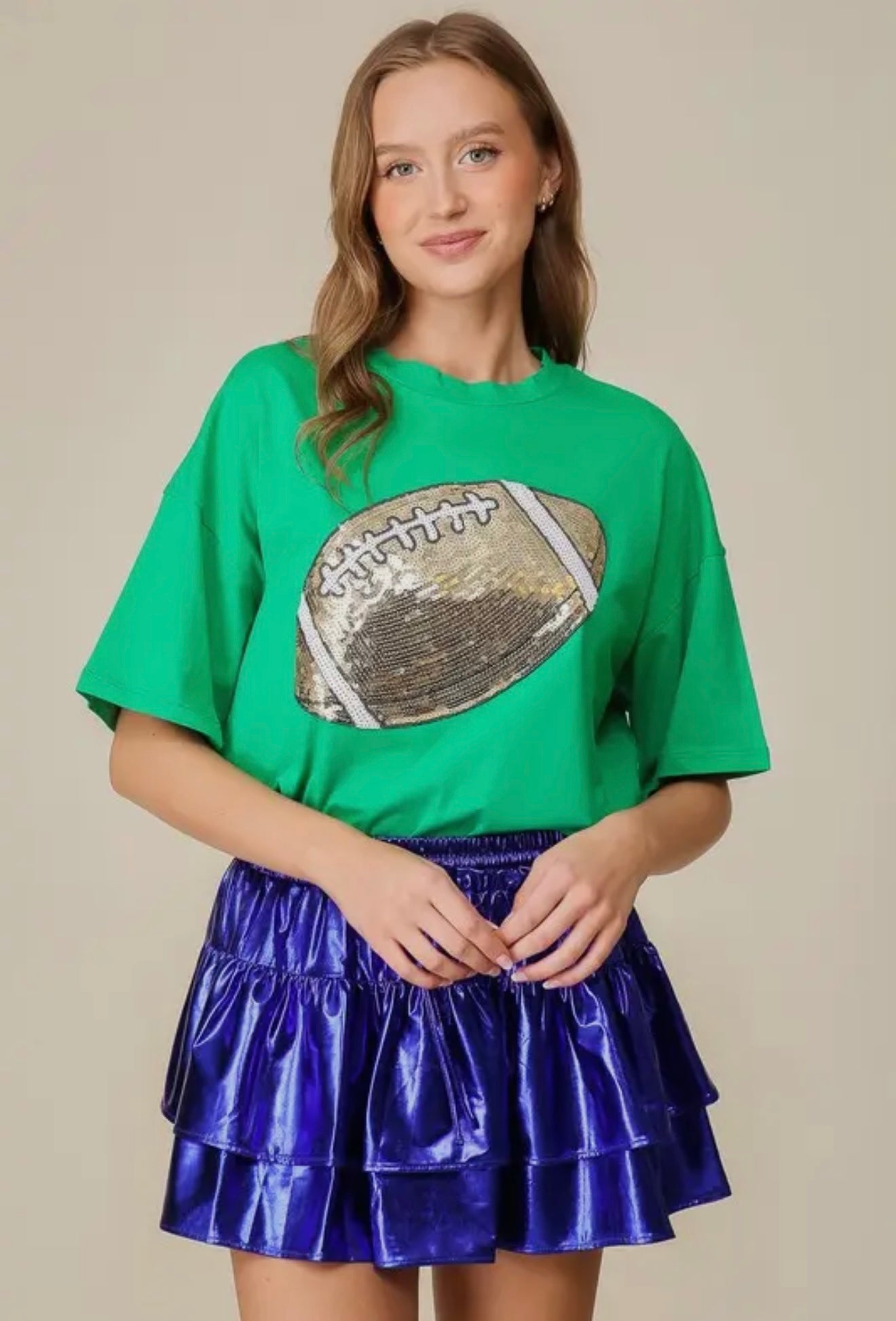 VM Game Day Sequin Football Patch T-Shirt