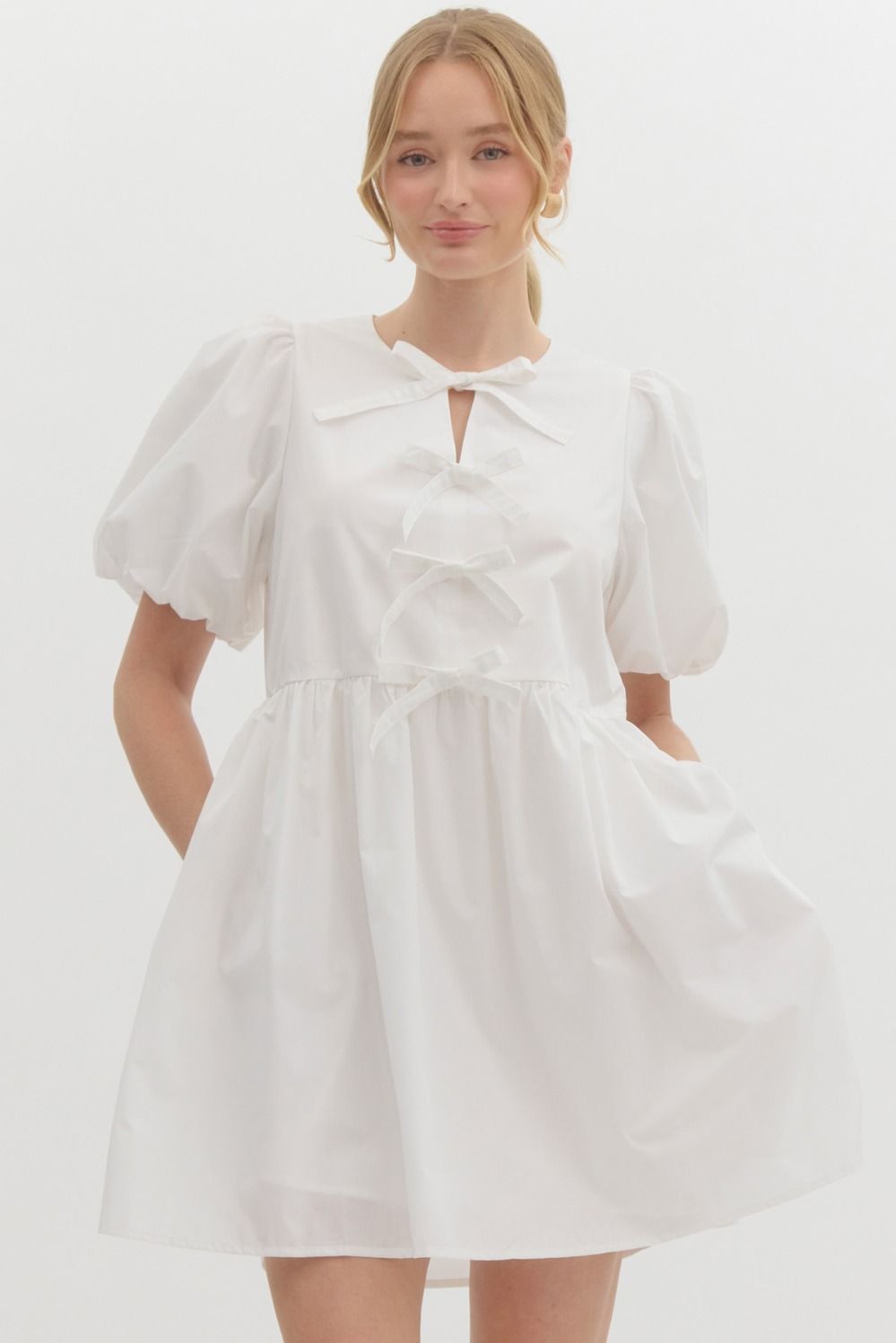 Entro Bow Puff Sleeve Dress