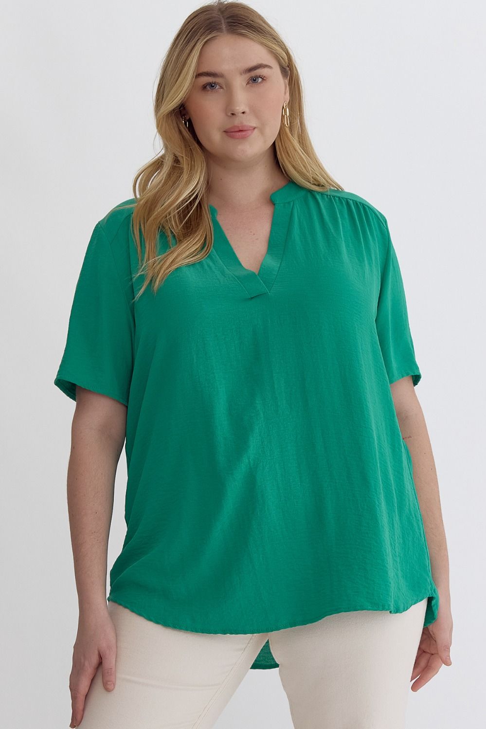 Entro Solid V Neck Top
