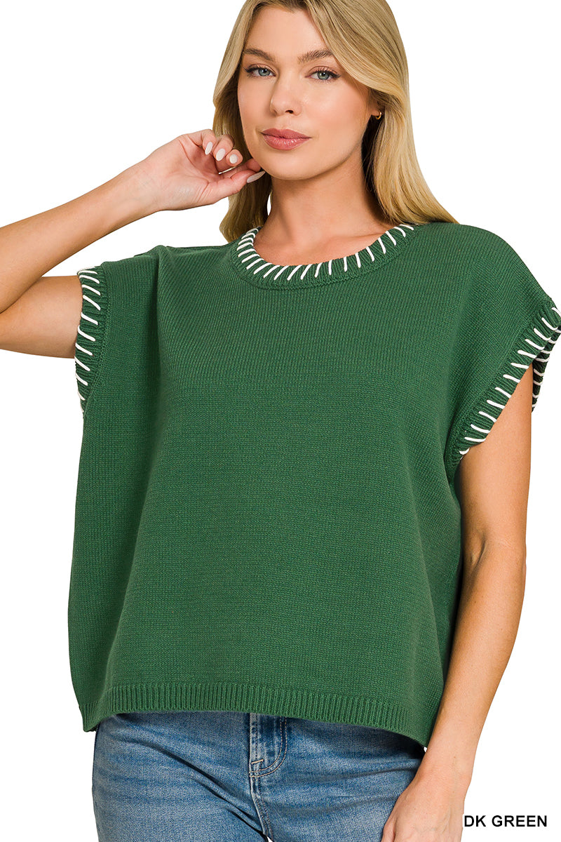 The Stitched in Style Sweater- Hunter Green