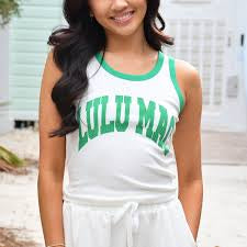 LuLu Mac Tank- White/ Green