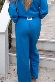 LuLu Mac Terry Cloth Pants- Bright Blue