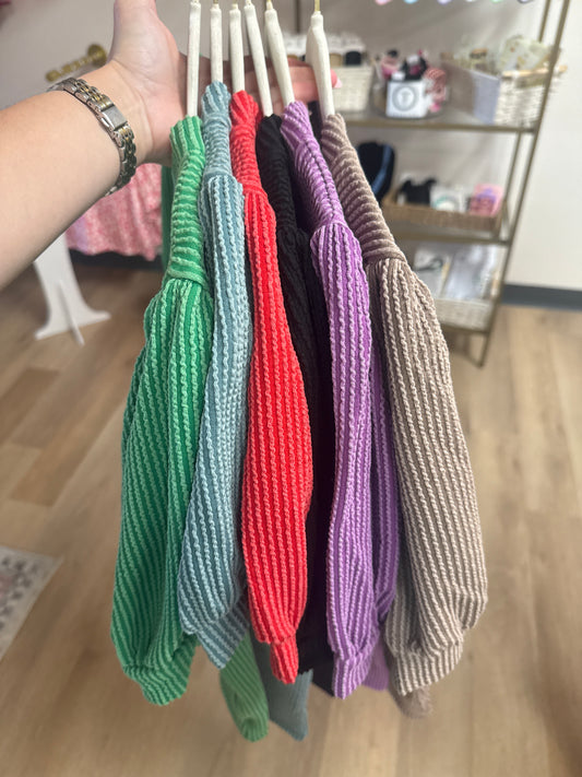 Zenana Ribbed Puff Sleeve Top