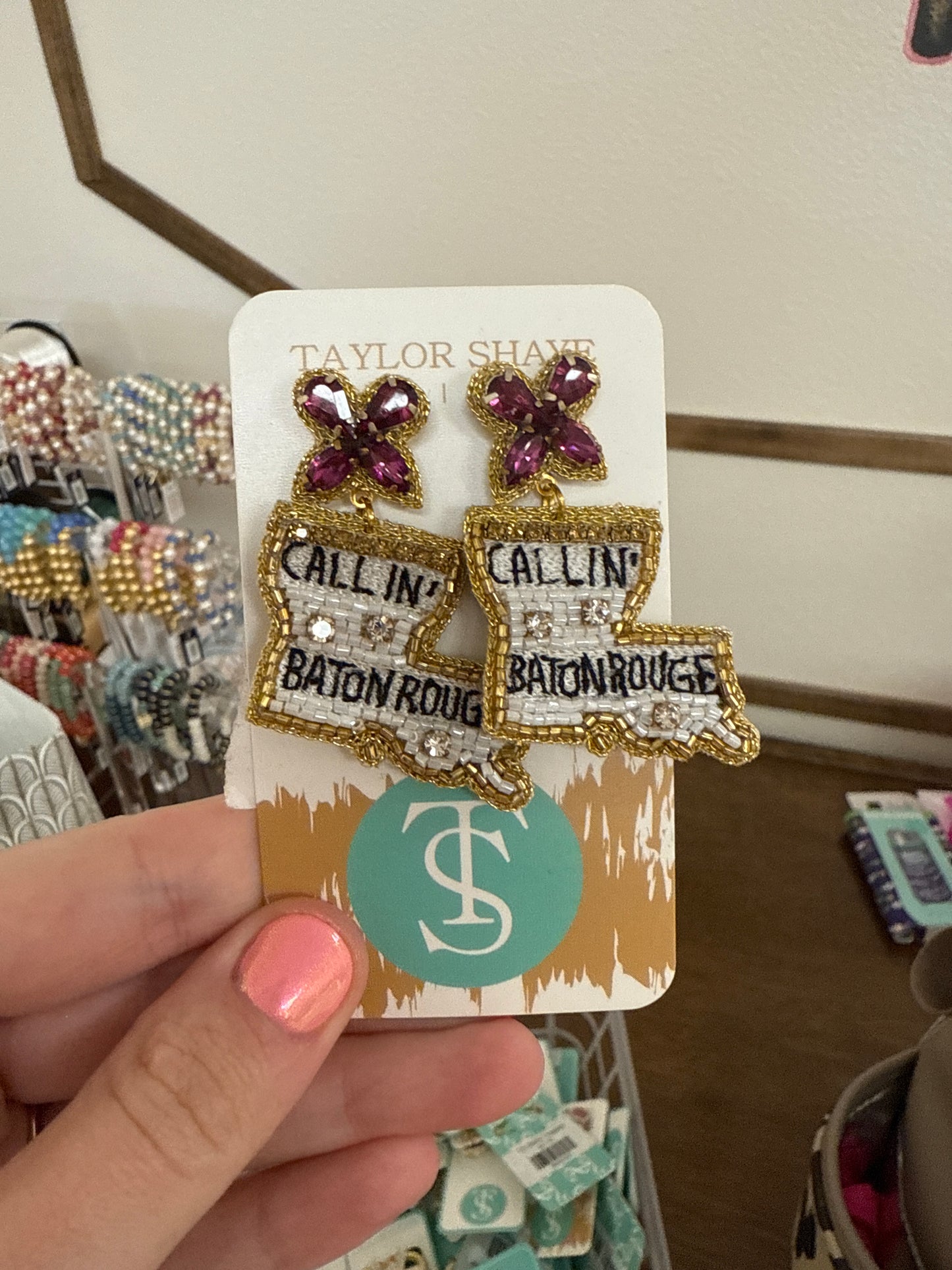 TS Callin’ Baton Rouge Beaded Drops