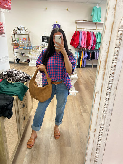 The Darling Gingham Button Down Top