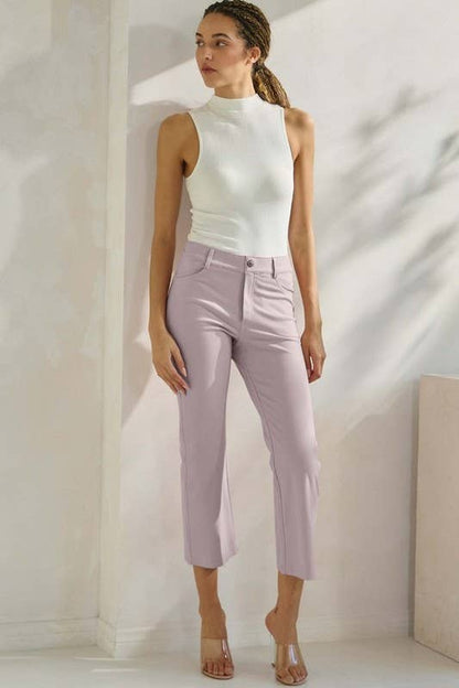 Women's Classic Solid Straight Leg Crop Pants: Coffee