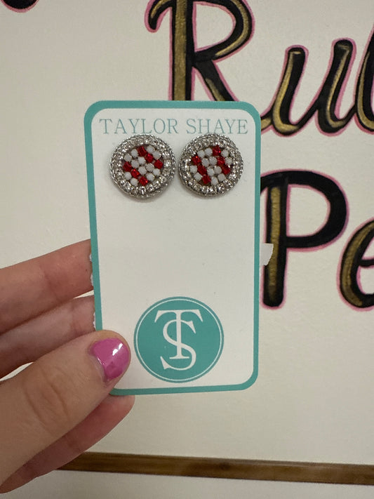 TS Baseball Rhinestone Studs