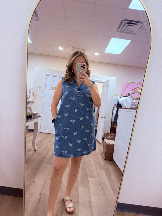 Jodifl Ribbon Sleeveless Denim Dress