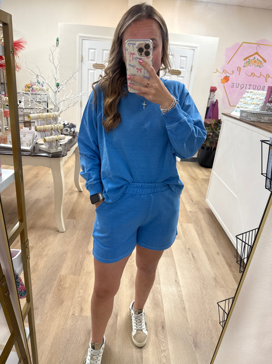 Zenana Sweatshirt Shorts Set