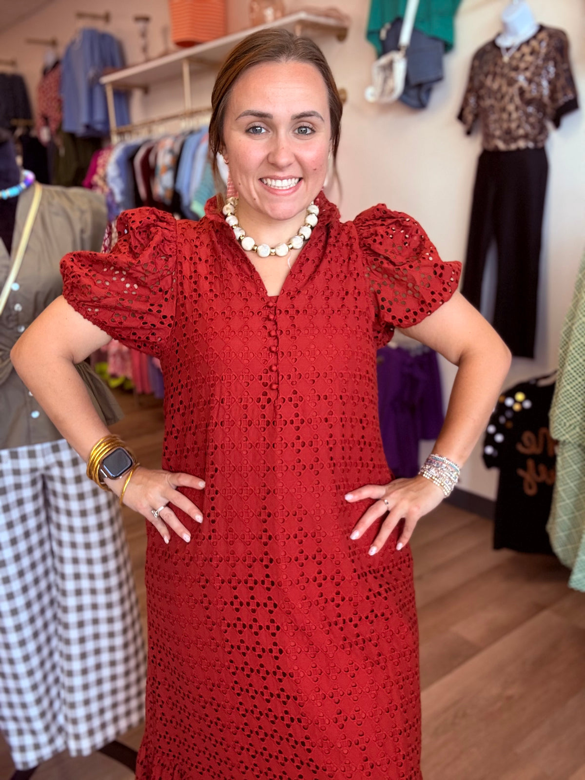 Scarlett Grace Midi Dress- Rust