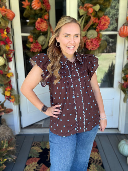 Chocolate Carolina Dot Top