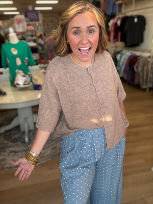 The Cozy Social Cardigan- Mocha