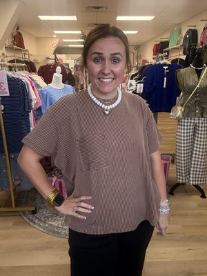 Zenana Pocket Ribbed Top