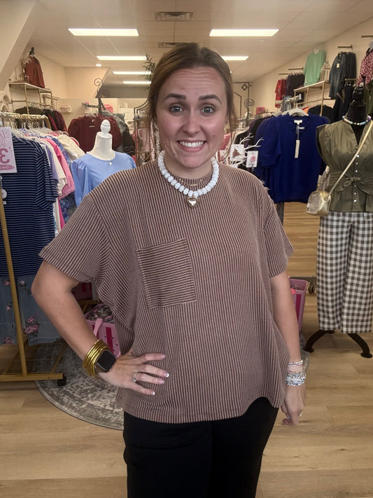 Zenana Pocket Ribbed Top