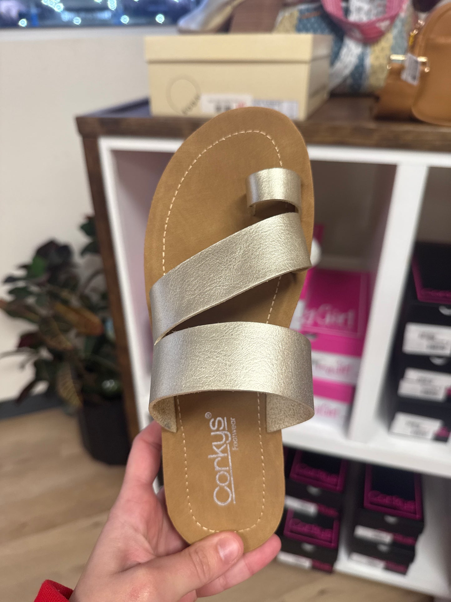 Corky Toe Strap Sandal- Gold