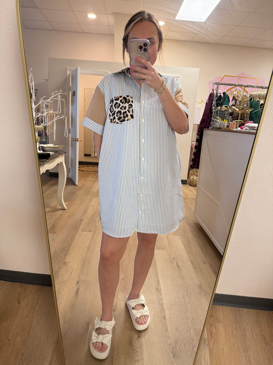 Entro Striped Dress with Chettah Pocket