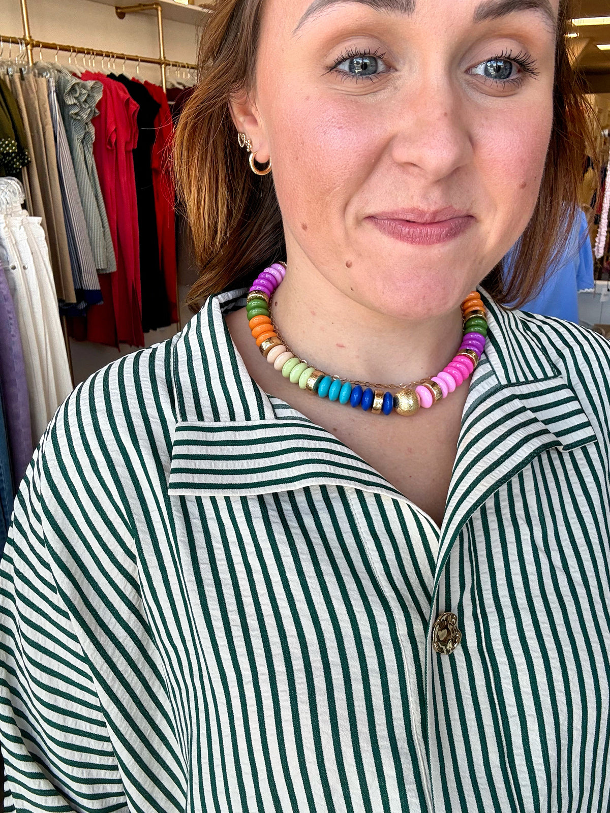 The Yacht Club Striped Top- Hunter Green