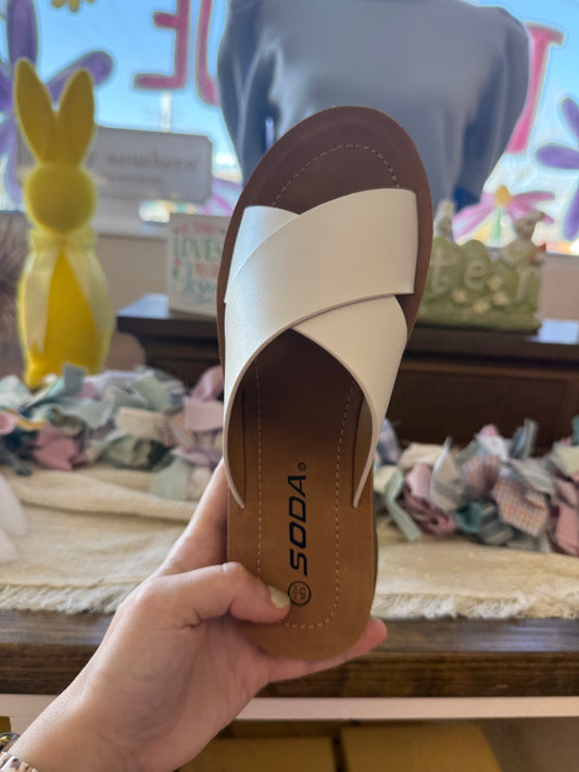 Ccocci Lucy Light Weight Wedge Platform Cross Strap Slide Sandal