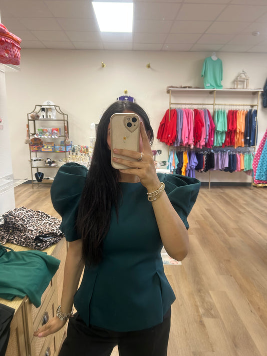 Making an Entrance Top- Emerald Green