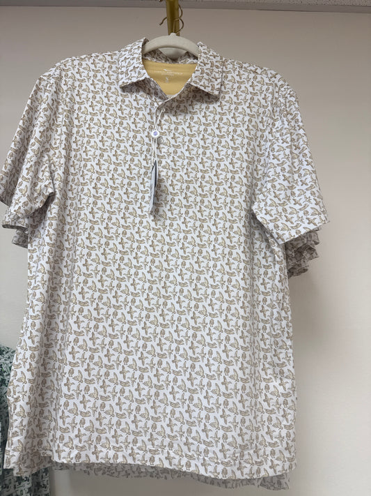 Simply Southern Water Dude Striped Polo- Beige