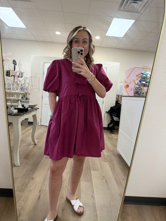 Entro Bow Puff Sleeve Dress