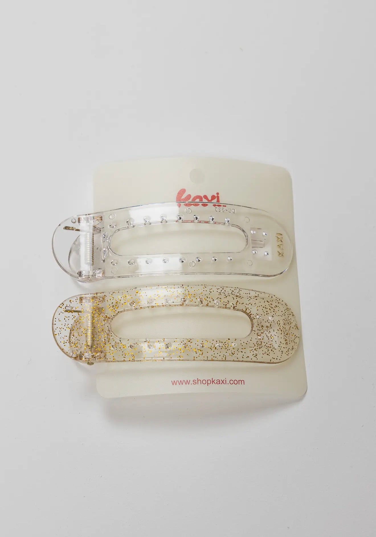 Kaxi Lay Down Clip- 2 Pack: Clear & Sparkle