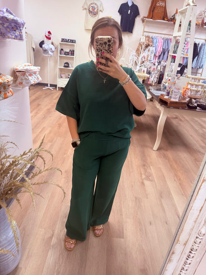 Zenana Ribbed Textured Pants Set