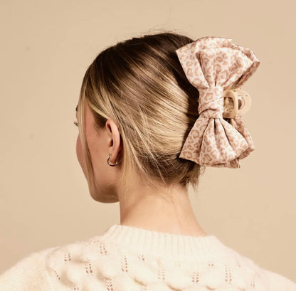 Satin Bow Claw Clip- Chettah