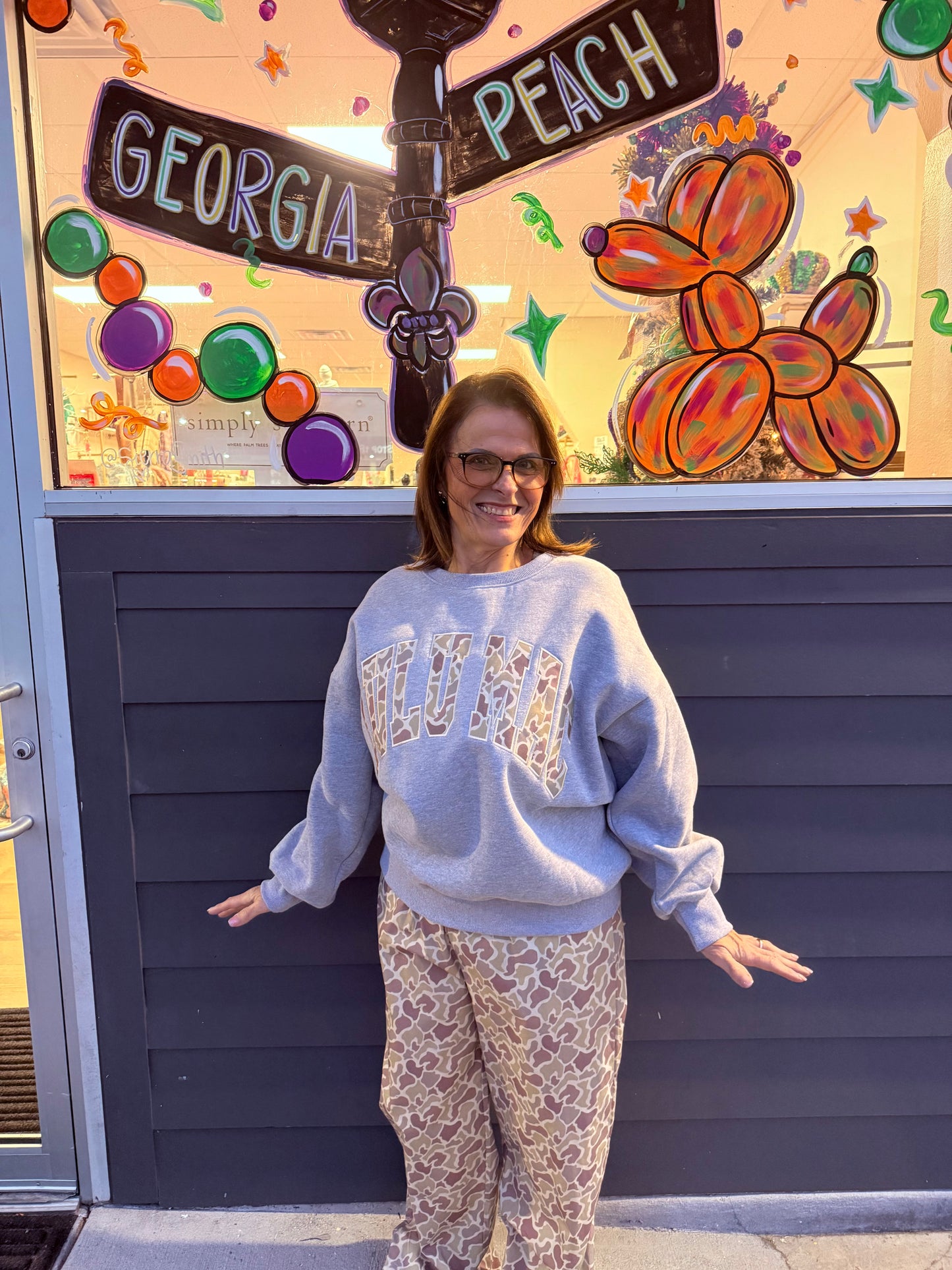 Lulu Mac Sweatshirt- Camo Letters