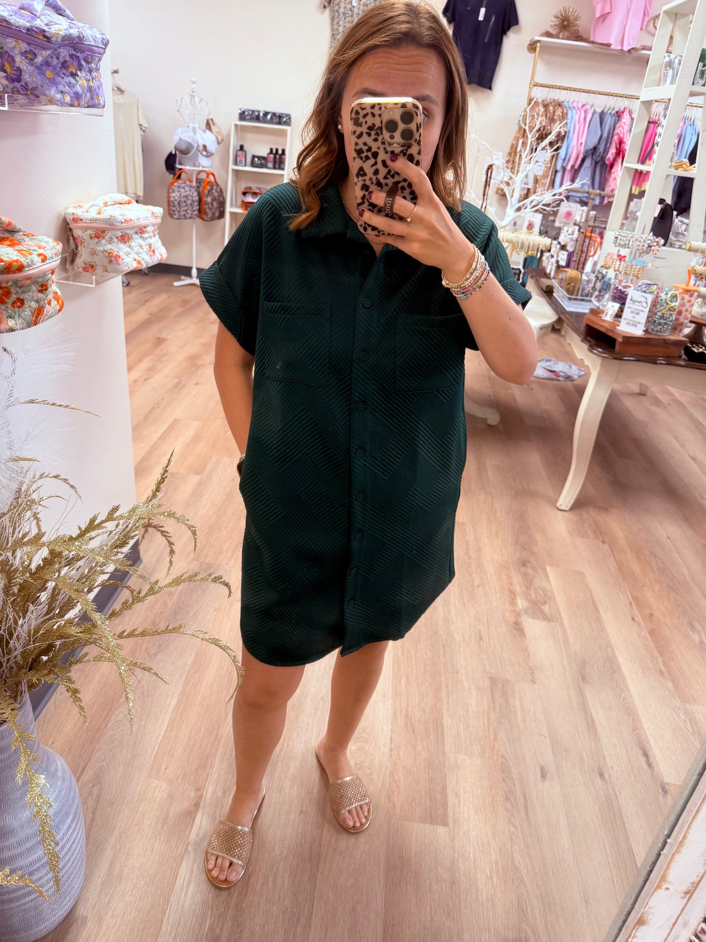 S+S Drop Shoulder Button Down Knit Dress