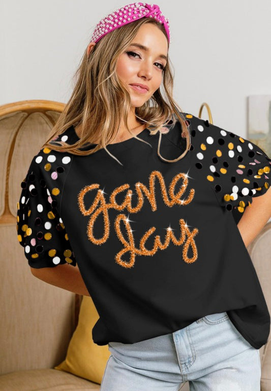 BiBi Game Day Metallic Letter Top