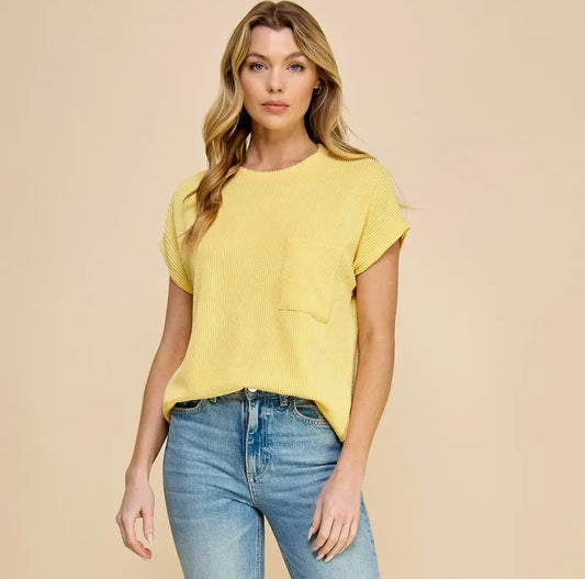 Les Ami’s Ribbed Tops- Pockets
