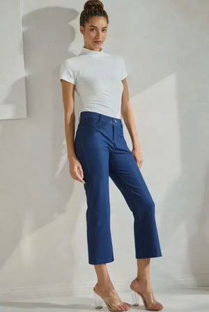Yelete Classic Solid Straight Leg Crop Pants