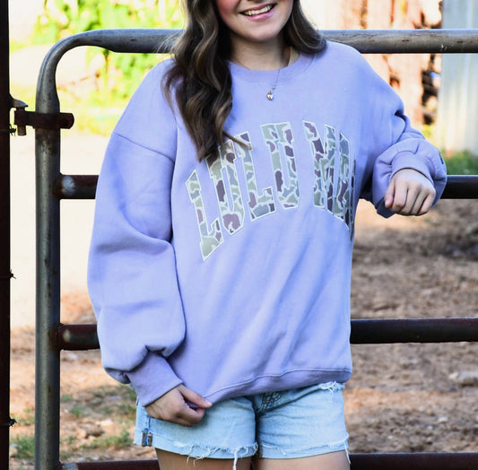 LuLu Mac Camo Sweatshirt- Lavendar