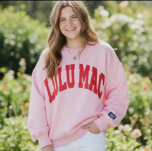 LuLu Mac Sweatshirt- Baby Pink/Red