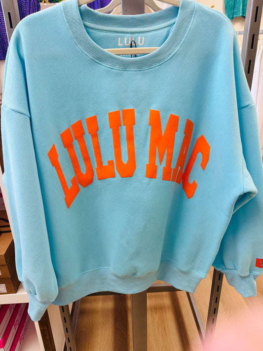LuLu Mac Sweatshirt- Light Blue/Coral