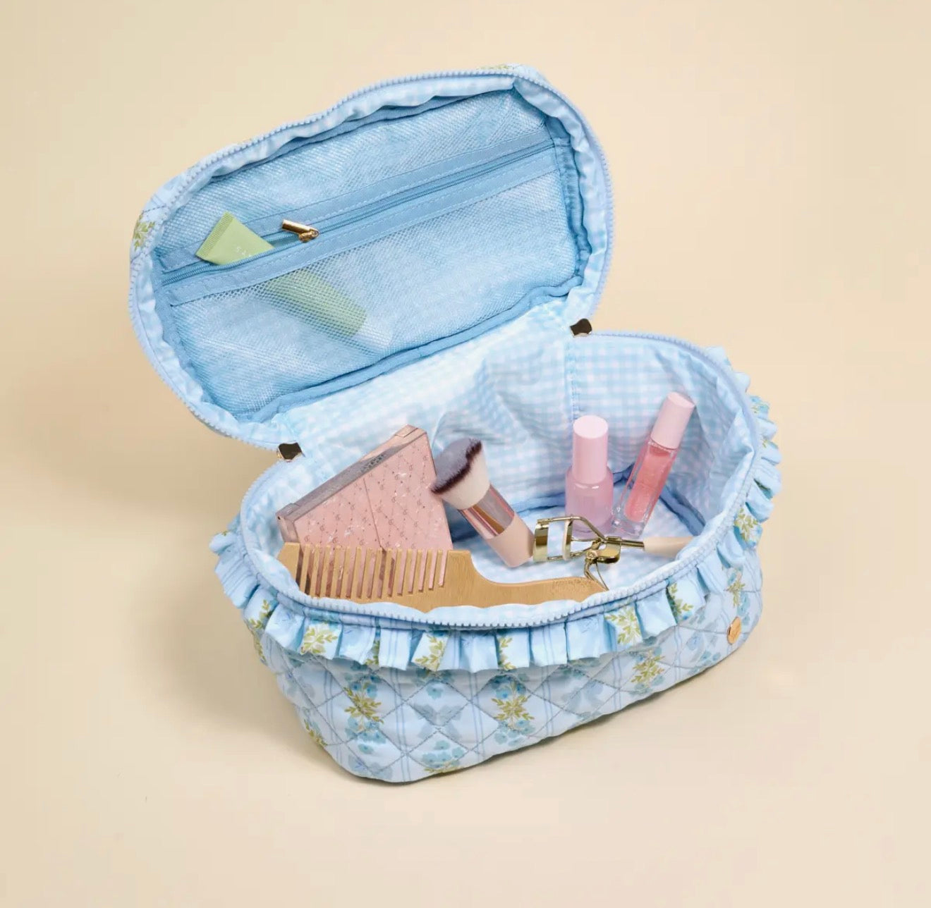 Glam & Go Quilted Cosmetic Bag- So Fancy Blue