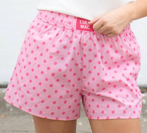 LuLu Mac Polka Dot Boxer Shorts- Light Pink/ Pink