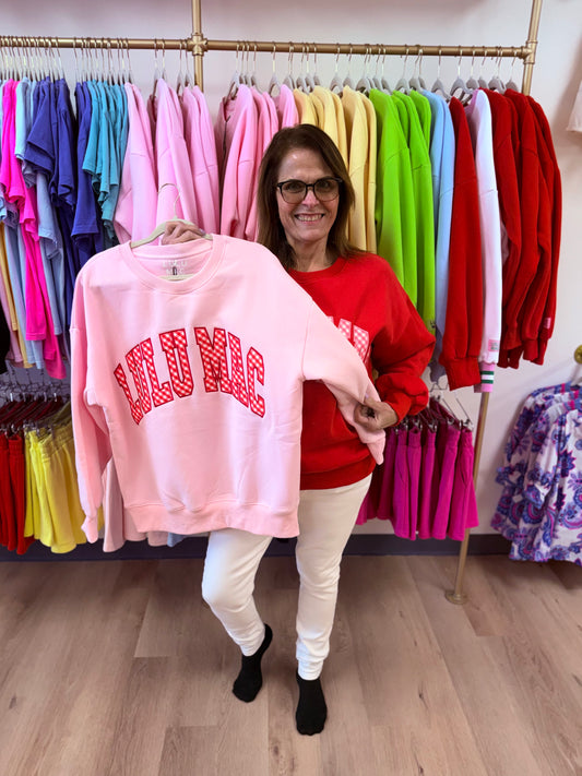 LuLu Mac Sweatshirt- Pink/ Red Gingham