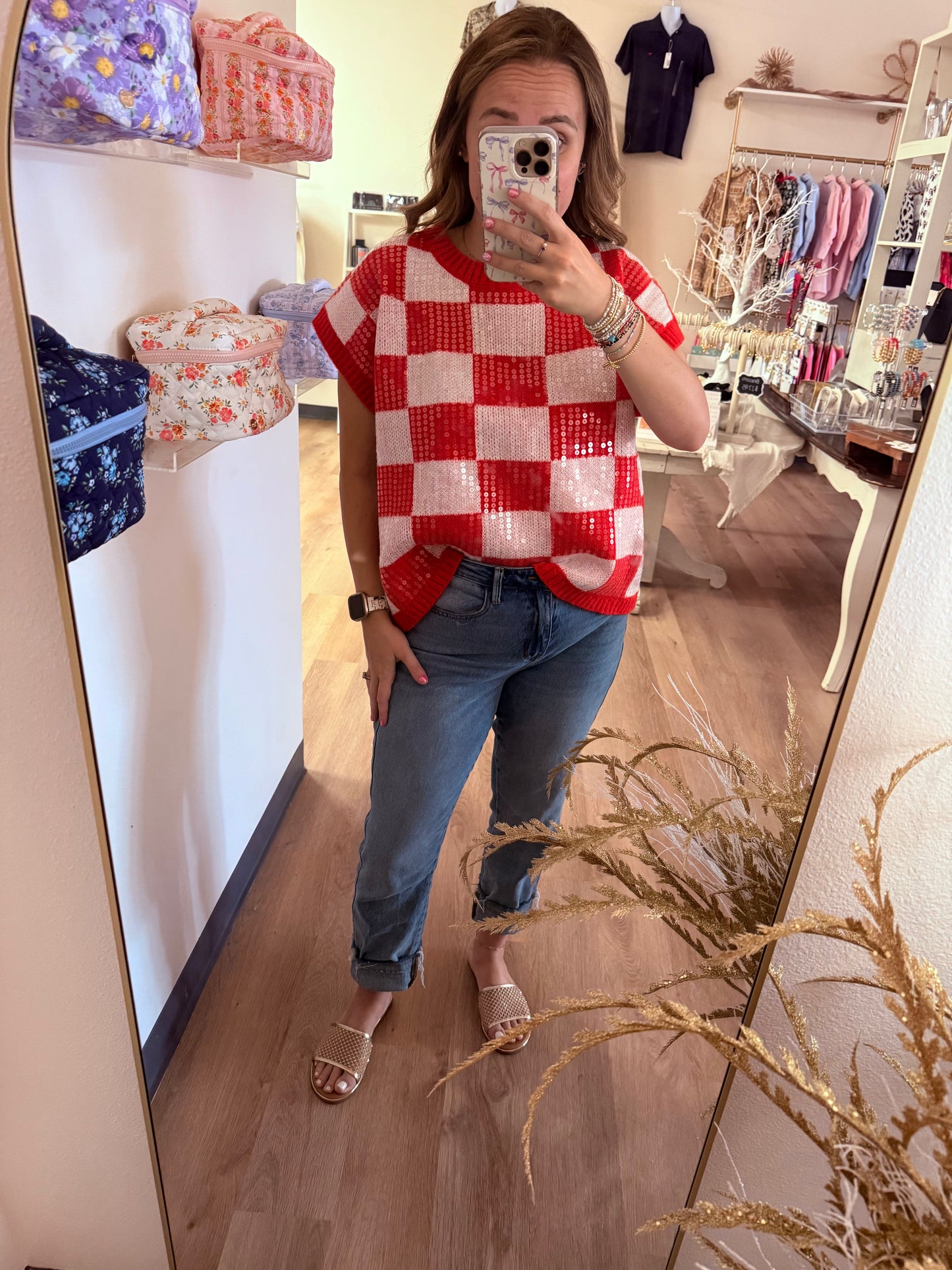 BiBi Game Day Theme Sequin All Sequin Sweater Top