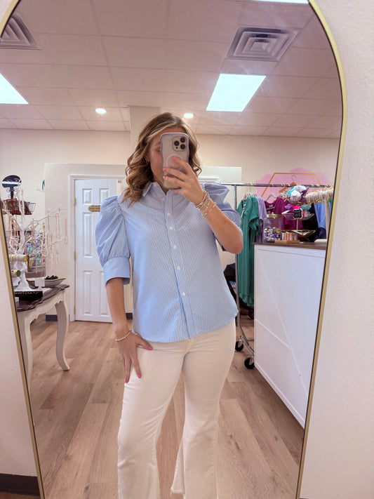 V&L Puff Sleeve Striped Top